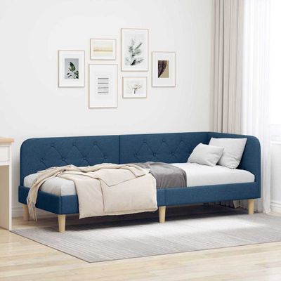 vidaXL Rohový rám postele Modrá 80 x 200 cm látka