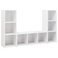 vidaXL TV skrinky 3 ks lesklé biele 107x35x37 cm drevotrieska