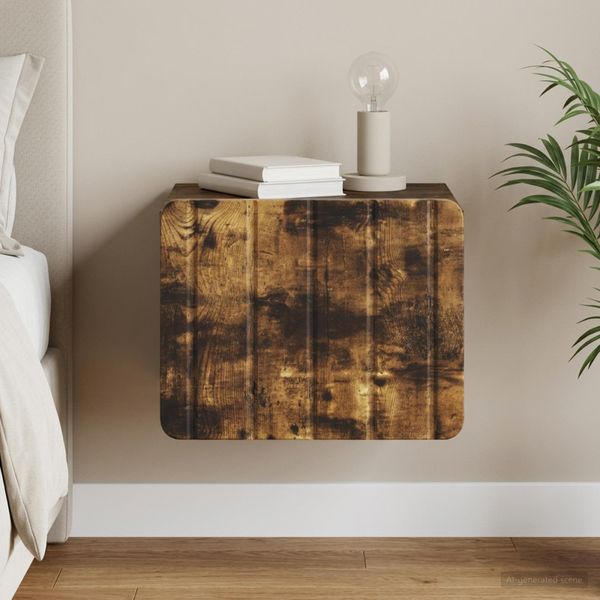 vidaXL Nástenná nočná skrinka so zásuvkou Dymový dub 33 x 34,5 x 24 cm