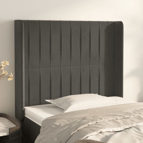 vidaXL Čelo postele so záhybmi tmavosivé 93x16x118/128 cm zamat