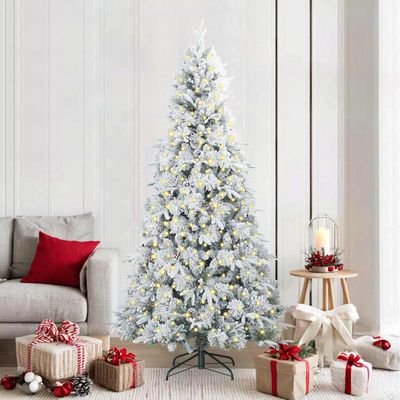 vidaXL Umelý Sklápací Vianočný Stromček Biela 210 cm PE a PVC