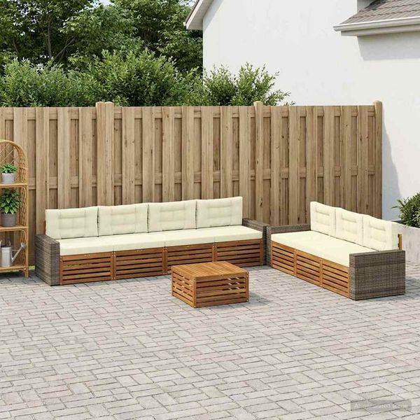 vidaXL Záhradná súprava gaučov 8 pcs Prírodná a krémová