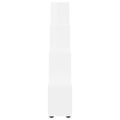 vidaXL Knižnica v tvare schodov lesklá biela 142 cm spracované drevo