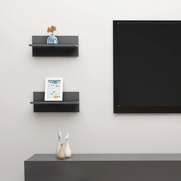 vidaXL Nástenné police 2 ks, sivé 40x11,5x18 cm, kompozitné drevo