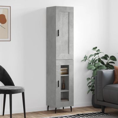 vidaXL Vysoká skrinka betónová sivá 34,5x34x180 cm spracované drevo
