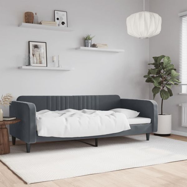 vidaXL Denná posteľ tmavosivá 90x200 cm zamat