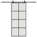 vidaXL Posuvné dvere s kovaním čierne 90x205 cm ESG sklo