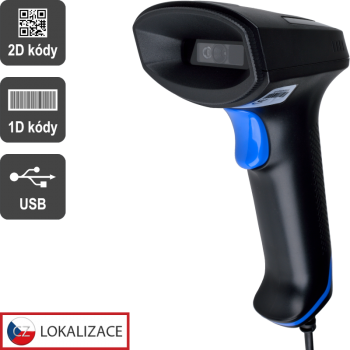 CCD 2D čítačka Virtuos HT-851A, USB (klávesnica/RS-232 emulácia), bez stojančeka, čierna