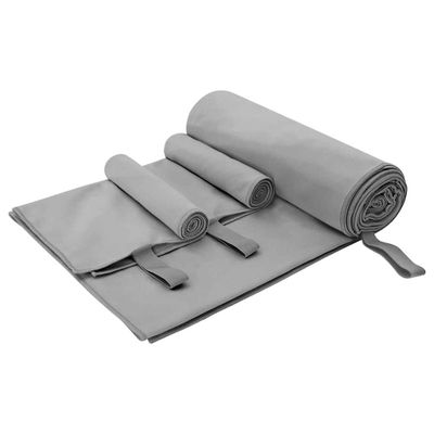 vidaXL Sada športových uterákov 3 pcs Tmavo šedá Polyester a polyamid