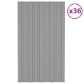 vidaXL Strešný panel 36 ks Sivá 80 x 45 cm Pozinkovaná oceľ