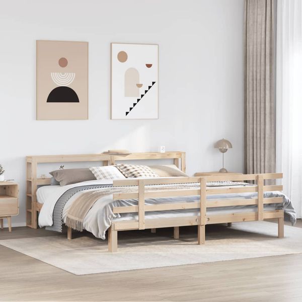 vidaXL Posteľný rám s čelom 180x200 cm borovicový masív