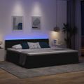 vidaXL LED úložná posteľ s matracom Čierna 200 x 200 cm Látka