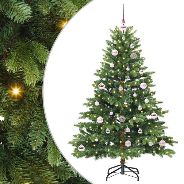 vidaXL Umelý vianočný stromček s 150 LED-i Zelená 150 cm PE a PVC