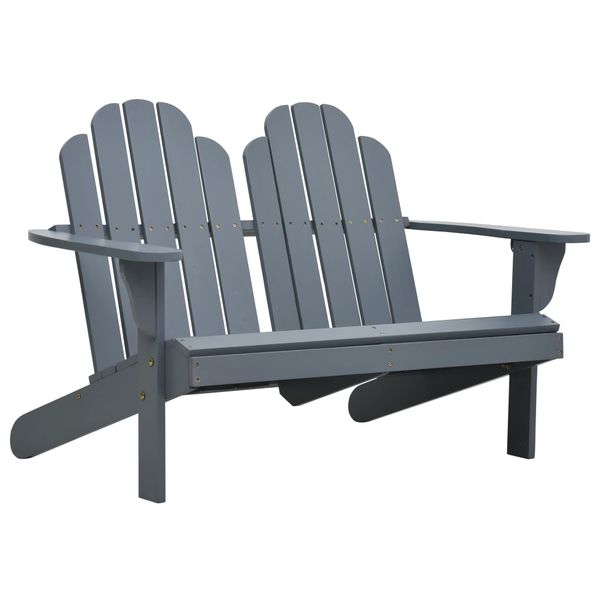 vidaXL Dvojmiestna stolička Adirondack, drevo, sivá