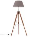 vidaXL Lampa na statíve medovo-hnedá a sivá 141 cm teakový masív