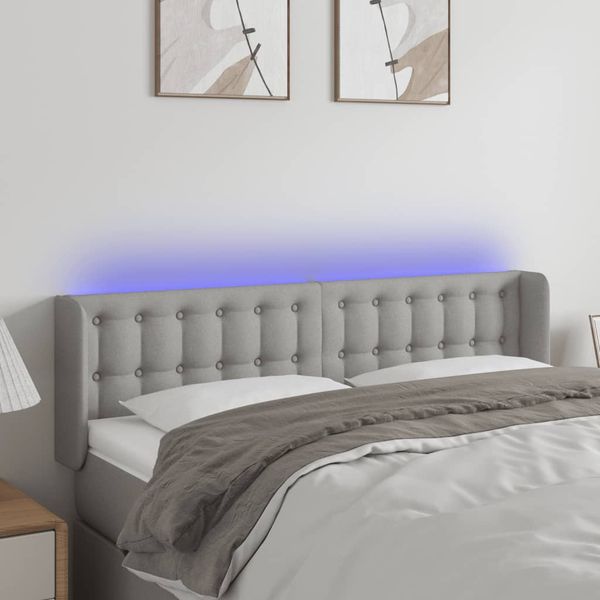 vidaXL Čelo postele s LED bledosivé 147x16x78/88 cm látka