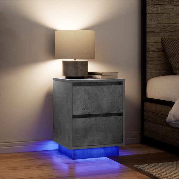 vidaXL Nočné skrinky s LED osvetlením 2 ks Betónovo sivá 38x34x50 cm