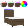 vidaXL Posteľ boxsping s matracom a LED tmavohnedá 80x200 cm látka