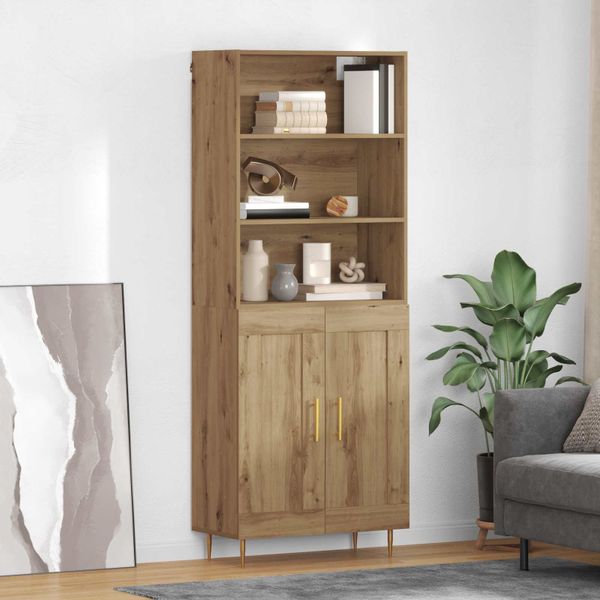 vidaXL Highboard Remeselný dub 69,5 x 34 x 180 cm Kompozitné drevo