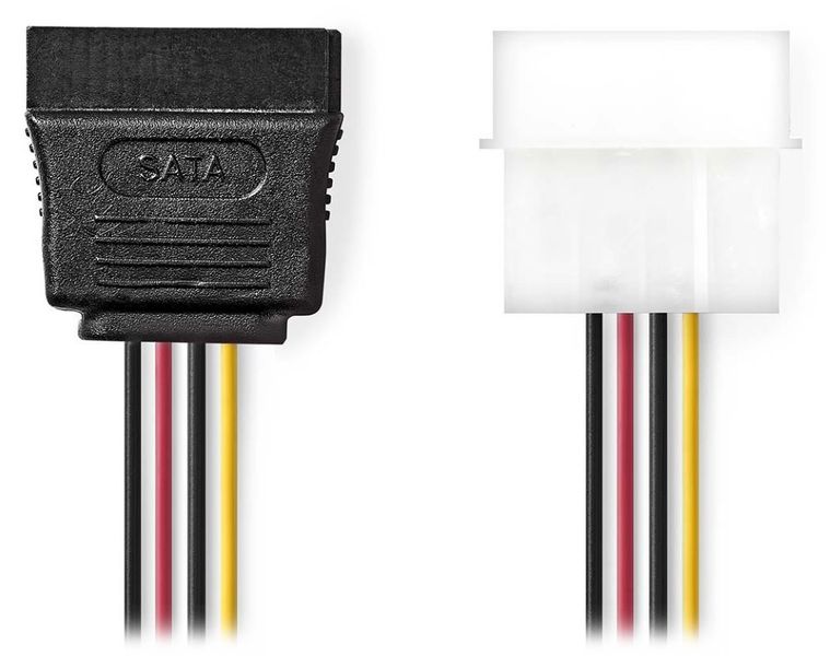 NEDIS redukčný kábel interného napájania/ 15-pinová zásuvka SATA - zástrčka Molex/ viac farieb/ box/ 15cm Kábel, redukčný, interného napájania, 15pin SATA (F) na Molex (M), 15cm, viac farieb, typ balenia box