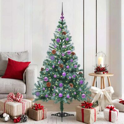 vidaXL Umelý vianočný stromček s 150 LED-i Zelená 150 cm PVC a oceľ