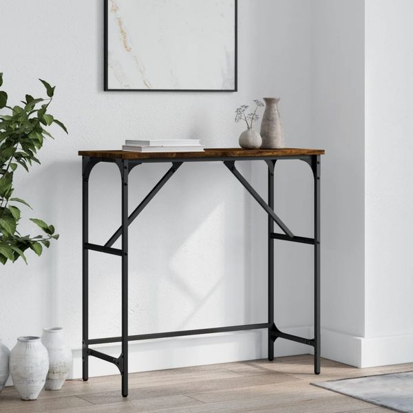 vidaXL Konzolový stolík dymový dub 75x32x75 cm kompozitné drevo