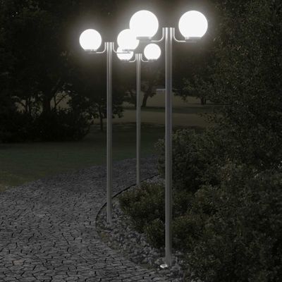 vidaXL Vonkajšie stojace lampy 3ks strieborné 215cm nehrdzavejúca oceľ