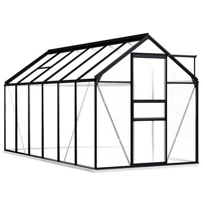 vidaXL Skleník s podkladovým rámom, antracitový, hliník 7,03 m²