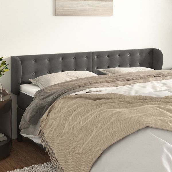 vidaXL Čelo postele so záhybmi tmavosivé 203x23x78/88 cm zamat