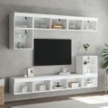 vidaXL 8-dielne TV nástenné skrinky s LED biele kompozitné drevo