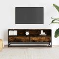 vidaXL TV skrinka dymový dub 100x34,5x40 cm kompozitné drevo a kov