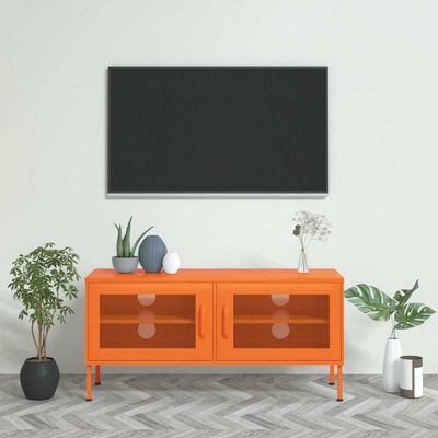 vidaXL TV skrinka oranžová 105x35x50 cm oceľ