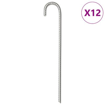 vidaXL Stanové kolíky 12 ks 37 cm Ø10 mm pozinkovaná oceľ