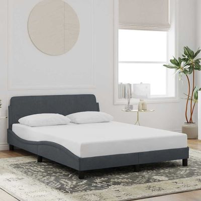 vidaXL Rám postele Dover tmavosivý 137x190 cm zamat