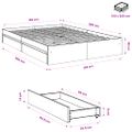 vidaXL Posteľný rám so zásuvkami dymový dub 150x200cm kompozitné drevo