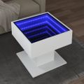 vidaXL Konferenčný stolík s LED biely 50x50x45 cm kompozitné drevo