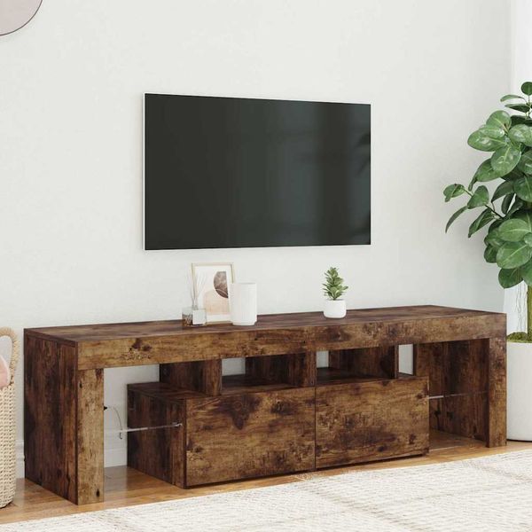 vidaXL TV skrinka s LED svetlami dymový dub 140x36,5x40 cm
