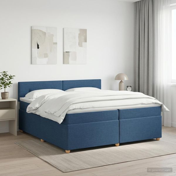vidaXL Posteľ boxspring s matracom Modrá 200 x 200 cm Látka
