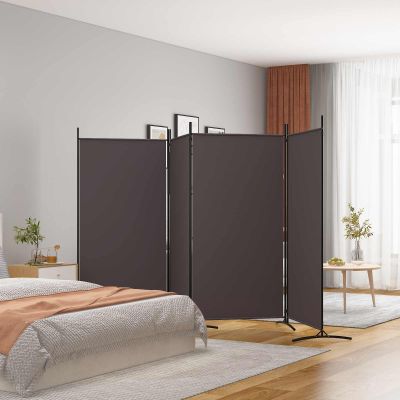 vidaXL 4-panelový paraván hnedý 346x180 cm látkový