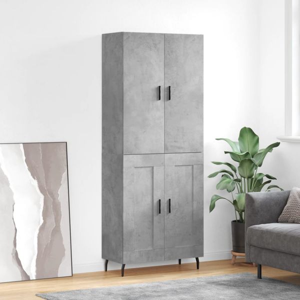 vidaXL Vysoká skrinka betónová sivá 69,5x34x180 cm spracované drevo