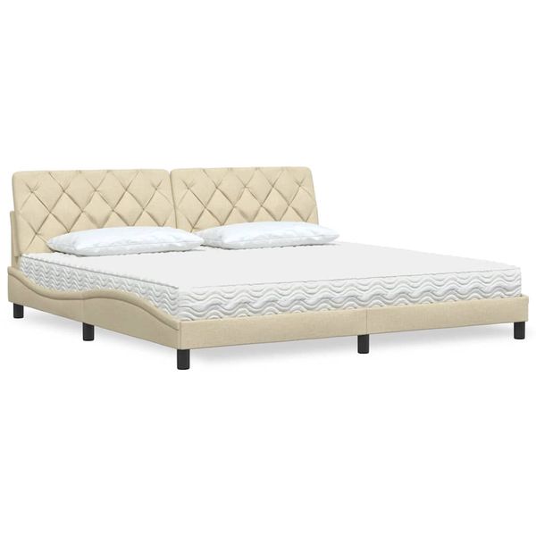 vidaXL Posteľ s matracom krémová 200x200 cm látka
