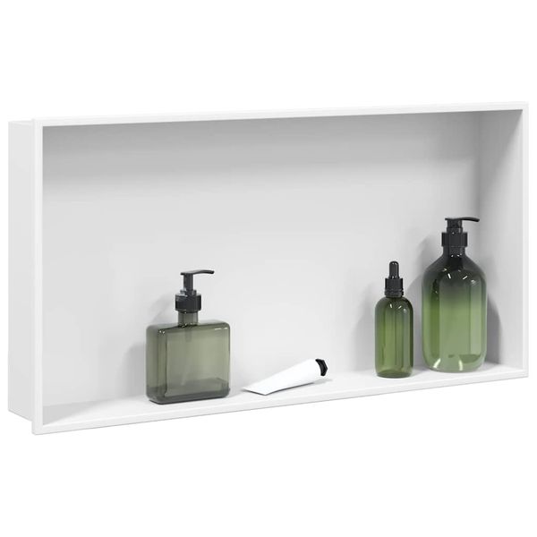 vidaXL Výklenok do sprchy matná biela 32x32x9 cm nerezová oceľ