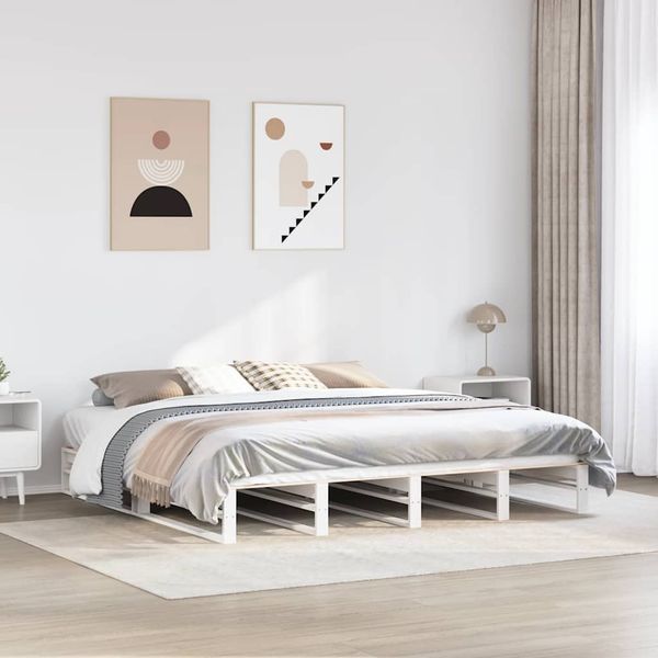vidaXL Posteľ bez matraca biela 200x200 cm masívna borovica