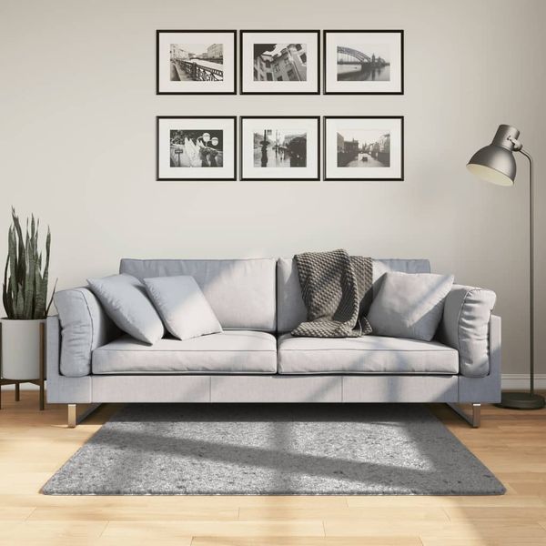 vidaXL Shaggy koberec PAMPLONA, vysoký vlas, moderný, sivý 120x120 cm