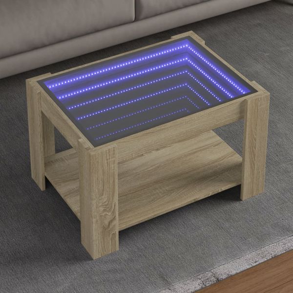 vidaXL Konferenčný stolík s LED dub sonoma 73x53x45cm kompozitné drevo
