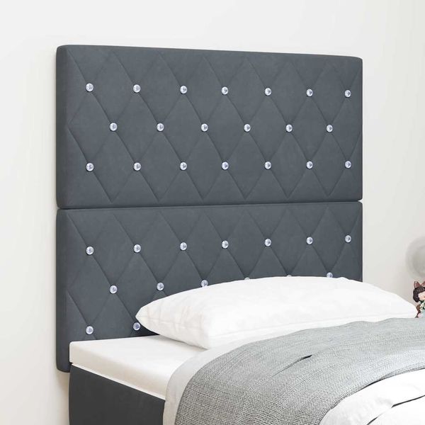 vidaXL LED hlavová doska s LED pásikmi Tmavo šedá 100 cm Zamat