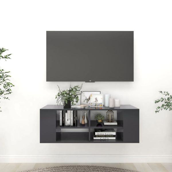 vidaXL Nástenná TV skrinka, sivá 102x35x35 cm, kompozitné drevo