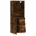 vidaXL Vysoká skrinka dymový dub 69,5x34x180 cm spracované drevo