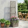 vidaXL Záhradný kvetináč s trellis Sivá 35 x 30 x 135 cm polyratan
