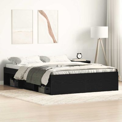 vidaXL Posteľný rám bez matraca čierny dub 135x190 cm kompozitné drevo